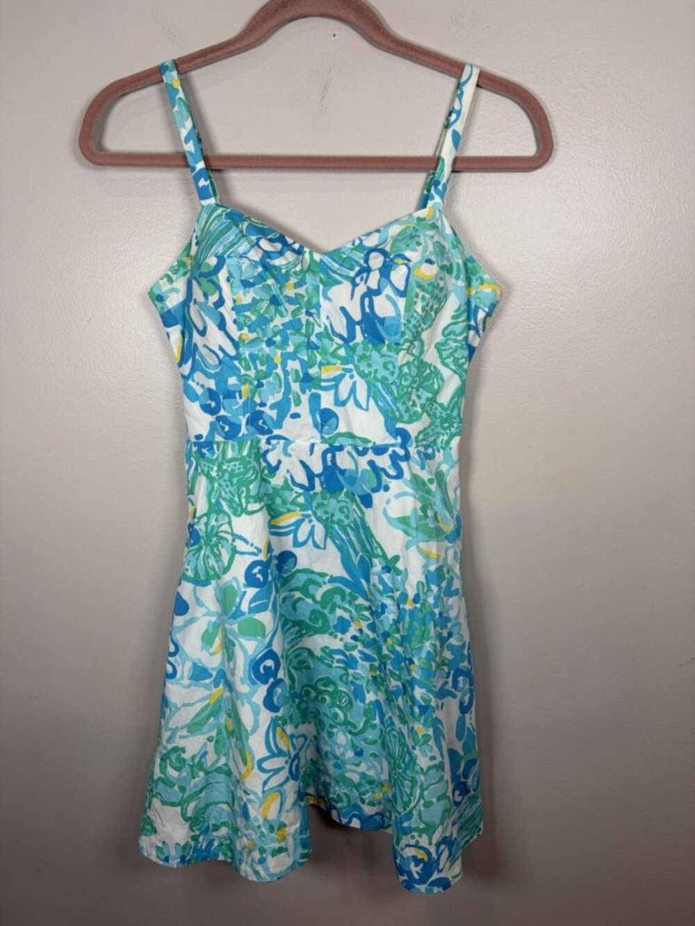 Lilly Pulitzer Willow Dress Size 2 In A Pinch Floral Resort Blue Fit & Flare